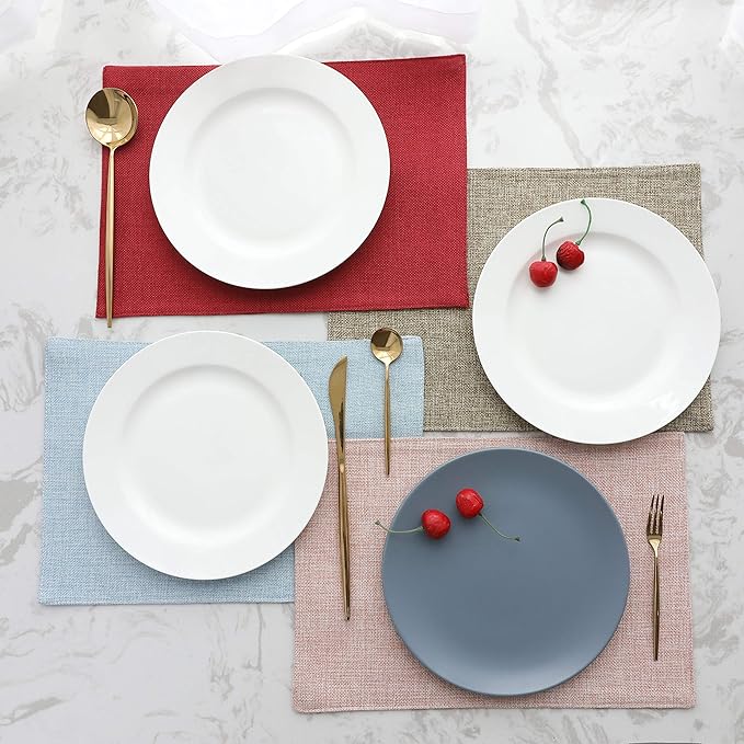 Home Brilliant Valentines Placemats Set of 4 Heat Resistant Dining Table Place Mats for Kitchen Table Party Dinner Decorations, 13 x 19 inches, Apricot Pink