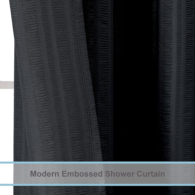 Aiyufeng Moga Fabric Black Shower Curtain 36 x 72 Inches Bath Stall Size, Hotel Quality, Washable, Black Spa Bathroom Curtains, 36x72
