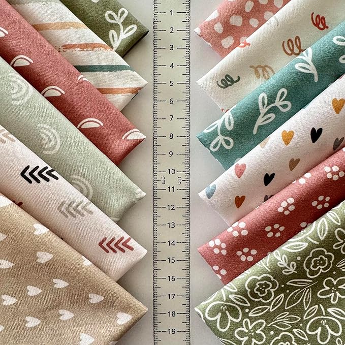 Soft Pastel Abstract Patchwork Cotton Fabric Set – 60 Pre-Cut 8×8 inch Squares, Eco-Printed 100% Cotton 140 GSM
