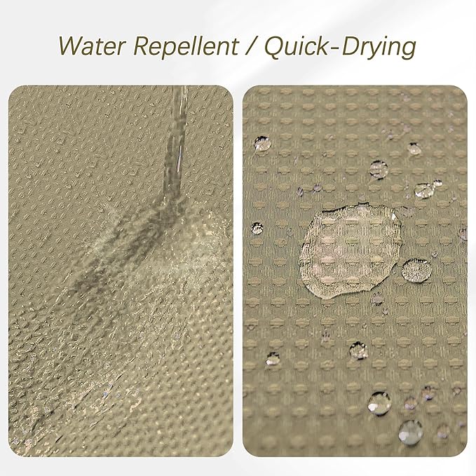 PANGSINNE Shower Curtain Taupe Waffle Textured, 256GSM Heavy Duty Weighted Fabric Shower Curtains, Hotel Quality Luxury Polyester Water Repellent Bathroom Curtain with 12 Hooks, 72Wx78H