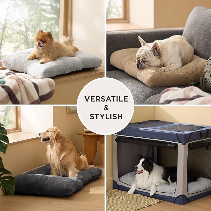 Bedsure Washable XXL Dog Bed for Crate, Giant Comfort Fluffy Plush Pet Pillow Bed Kennel Pad with Non-Slip Bottom, Machine Washable Pet Sleeping Mat for Jumbo, 47"x29", Dark Gray