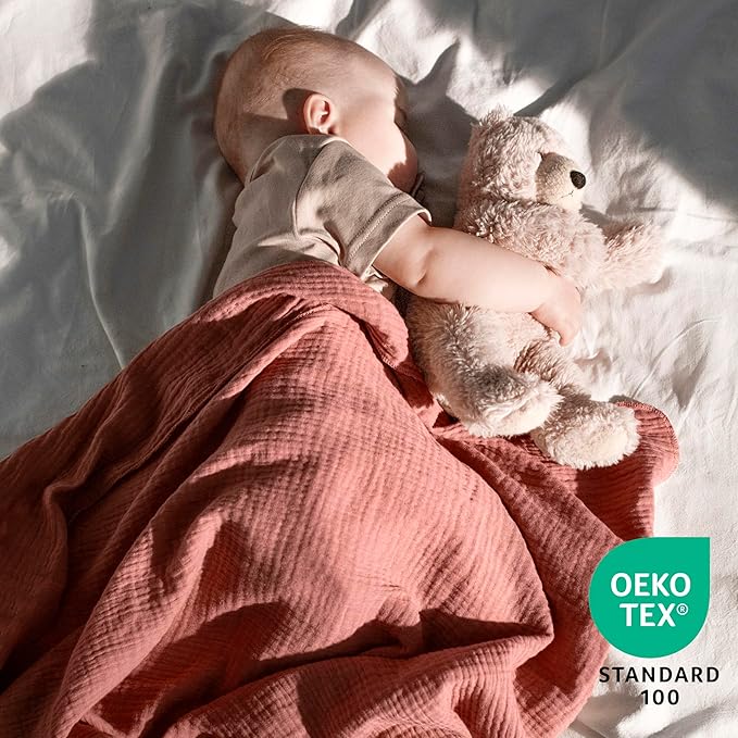 Dreamology Muslin Swaddle Blankets for Boys and Girls,3-Pack Soft & Breathable, Skin-Friendly, Soft Silky Wrap Cotton Baby Muslin Swaddle Blankets for Unisex Newborn (Rose/Pink/Ecru)