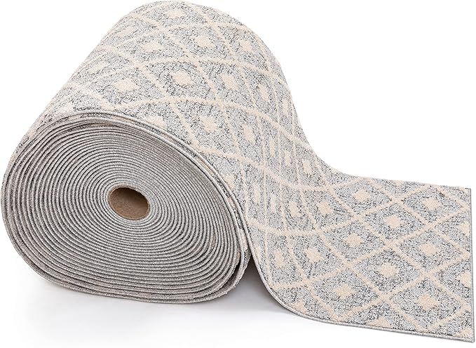 Well Woven Custom Size Hallway Stair Runner - Choose Your Length - Ainsley Grey Diamond Trellis Geometric Tribal - 27 Inches Wide x 11 Feet Long Runner (27" x 11' Runner) Rug