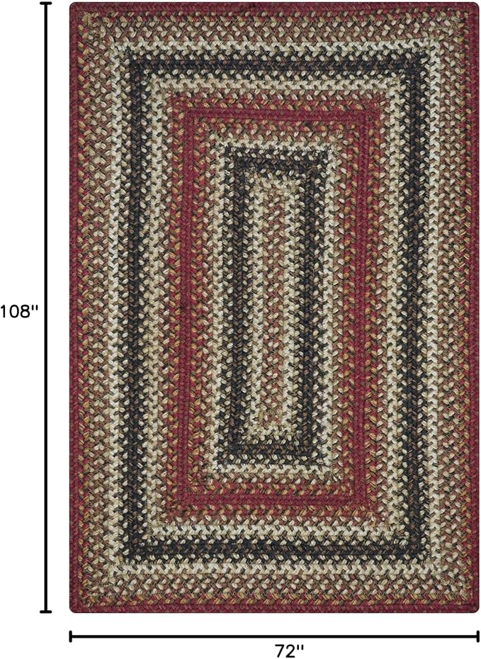 Homespice Chester Braided Jute Area Rug 6x9' - Lodge Style Braided Rugs for Living Room and Dining Room