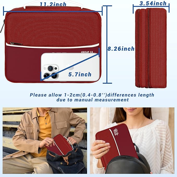 Miavers Electronics Organizer,Travel Cord Organizer Pouch, Portable Cable Organizer Bags, Waterproof Electronic Accessories Storage Case for Cables, Cords, Charger, Phone (Three Layer-Winered)