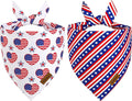 THLOH 4th of July Dog Bandanas - 2 Pack Reversible American Flag Pet Scarf for Boy and Girl | Premium Durable Fabric | Stripe Patriotic Bandana for Small Medium Large and Extra Large Dogs (Small)