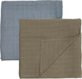 Huxie Swaddle - 100% Organic Cotton - Muslin Swaddle Blankets for Newborn, 47" x 47" 2-Pack (Sage Green/Tradewinds)