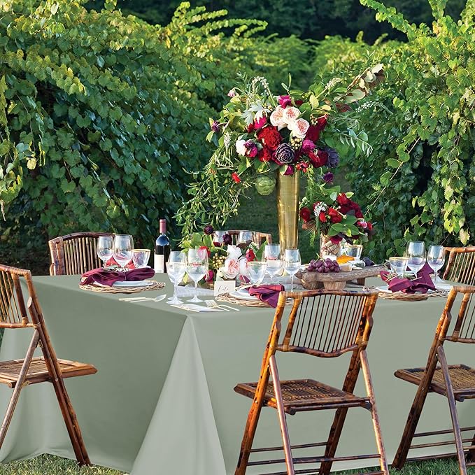 sancua Sage Green Tablecloths for 6 Foot Rectangle Tables, 8 Pack - Washable Polyester Fabric Table Cloth for Wedding Party, Birthday, Banquet Reception, 54x108 Inch