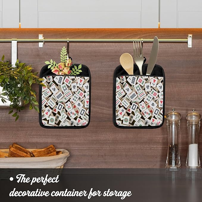 Mahjong Gifts Pot Holders for Kitchen，Mahjong Gifts for Women，Funny Oven Mitts,Cute Pot Holders,Funny Kitchen Decor,Potholder(Color-01)