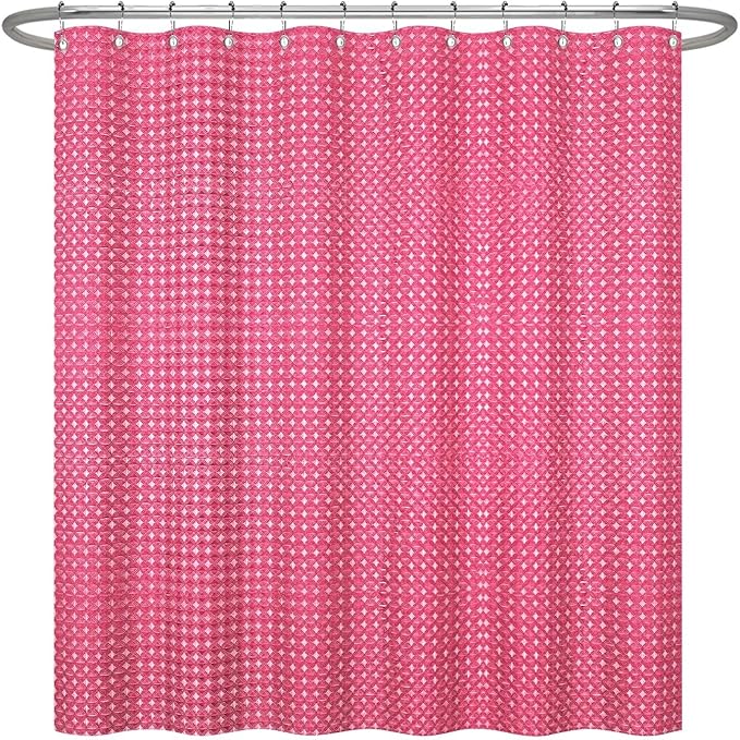 ggaimwf 72x72 Inch Solid Color Shower Curtain for Bathroom Waffle Bath Water Resistant Fabric Curtains Telemagenta Modern Thick Shower Stall Curtain with Metal Hooks