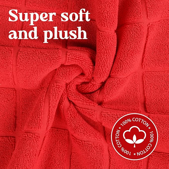 Superior 100% Cotton Bathmat Set, Bath Mats, Bathroom Decor, Shower, Bathtub Essentials, Home Accessories, Small Washable Rug, No Backing, Heavyweight, Nora Collection, Set of 2, 22" x 35", Red
