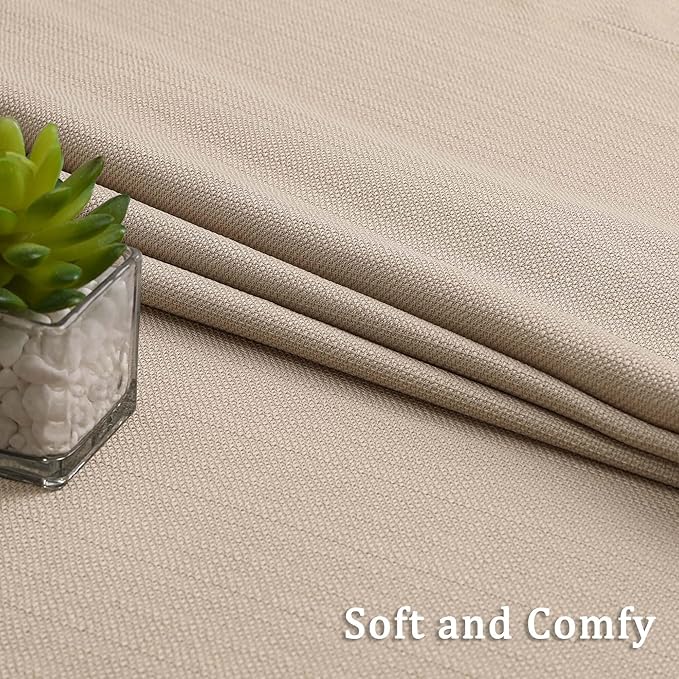 Lecloud Bessie Curtains 72 Inches Long 2 Pcs, Airy Light Filtering Faux Linen Textured Window Curtains for Living Room Bedroom Decor, Rod Pockets Drapes, Each Panel 40" W x 72" L, Linen Color