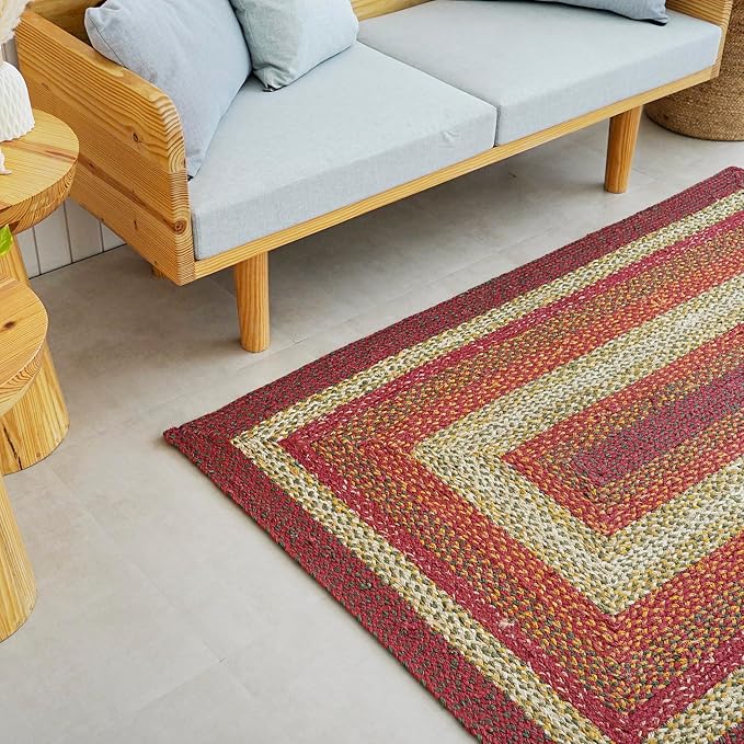 Traditional Jute Braided Rug, Rustic Country Décor for Kitchen, Living Room, Dining Room, Bedroom, Marigold, 2'X3'