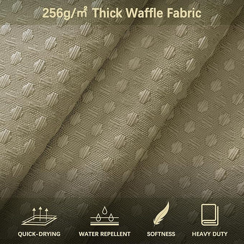 84 inch Long Shower Curtain Waffle Textured Fabric Shower Curtains, 256GSM Heavy Duty Weighted Shower Curtains, Hotel Quality Luxury Polyester Bathroom Curtain with 12 Hooks, 72Wx84H