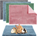 Amylove 4 Pcs Guinea Pig Cage Liner Guinea Pig Bedding Dog Door Mat for Muddy Pet Paws Washable Chenille Pee Pads Small Animal Sleeping Bed for Bunny Hamster(16 x 24 Inch,Rectangular,Mixed Color)
