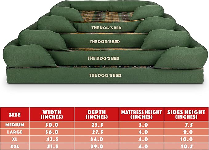 The Dog's Bed Replacement Outer Cover ONLY The Dog's Bed Orthopedic with Sides, Washable Fabric, Medium (Green Tartan) Veterinary Approved