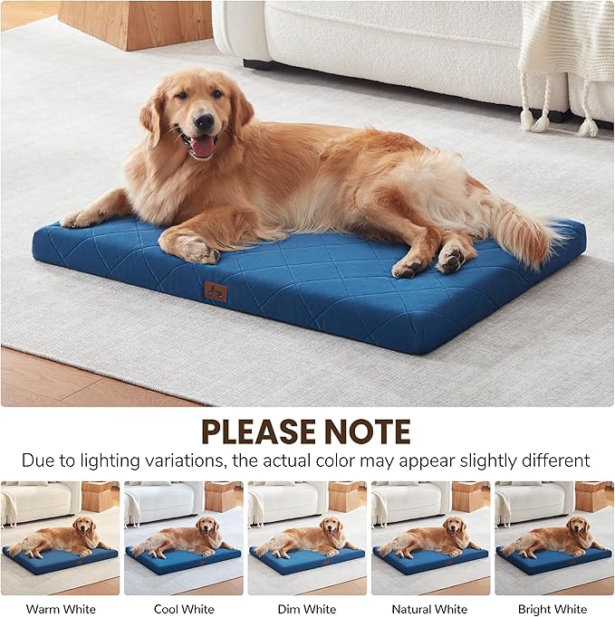 Warmrest Orthopedic Dog Bed Mat Large Medium Sized Dogs, Waterproof Dog Crate Bed with Removable Cover, Washable Pet Bed with Egg Crate Foam, 35"x22"