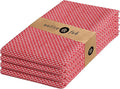 Native Fab 4 Pack Dotted Pattern Kitchen Dish Towels Cotton Super Absorbent Quick Drying Reusable 18x26 Inches - Bar Hand Towels, Kitchen Cleaning Towels with Hanging Loop, Red