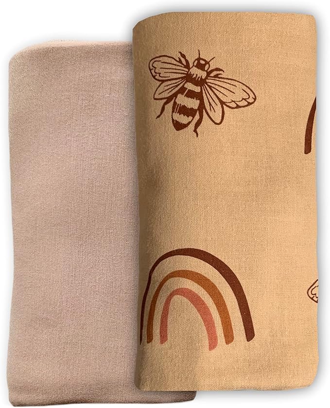 Leyl&Ari Muslin Baby Swaddle Blanket |100% Organic Cotton Receiving Blanket (Rainbow/Bee Set)