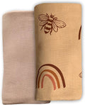 Leyl&Ari Muslin Baby Swaddle Blanket |100% Organic Cotton Receiving Blanket (Rainbow/Bee Set)