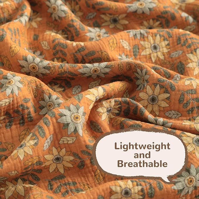 NTBAY 4 Layer Muslin Cotton Toddler Blanket, 30x40 Soft and Breathable Receiving for Newborns and Infants, Perfect for Crib, Stroller, Travel, Lightweight Nursery Blanket, Vintage Daisy Bloom