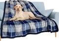 PAVILIA Waterproof Blanket for Couch, Sofa | Pet Protector for Large Dog, Puppy, Cat | Plush Soft Warm Fuzzy Sherpa Throw | Plaid Navy, 60x80