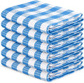 Blue Needles Waffle Weave Check Plaid Kitchen Towels, 15x25 Inches 100% Cotton Set of 6 Dish Towels for Kitchen, Soft & Absorbent for Quick Drying with Hanging Loop Spring Summer - Sky Blue & White