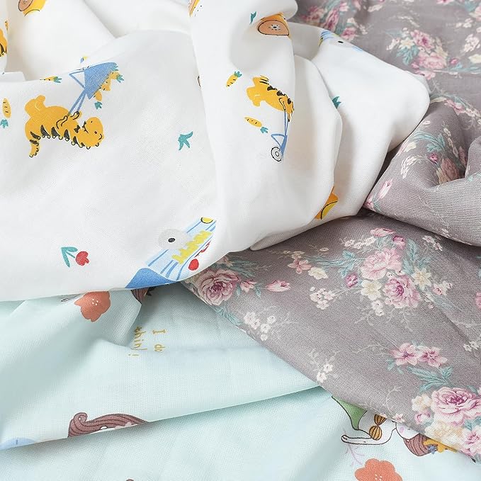 OWLOWLA Muslin Swaddle Blankets for Baby Boys Girls,2 Pack Baby Swaddle Blanket 45x45 Inches,Muslin Cotton Receiving Blanket Wrap for Unisex Newborn(Gray Floral&Mermaid)