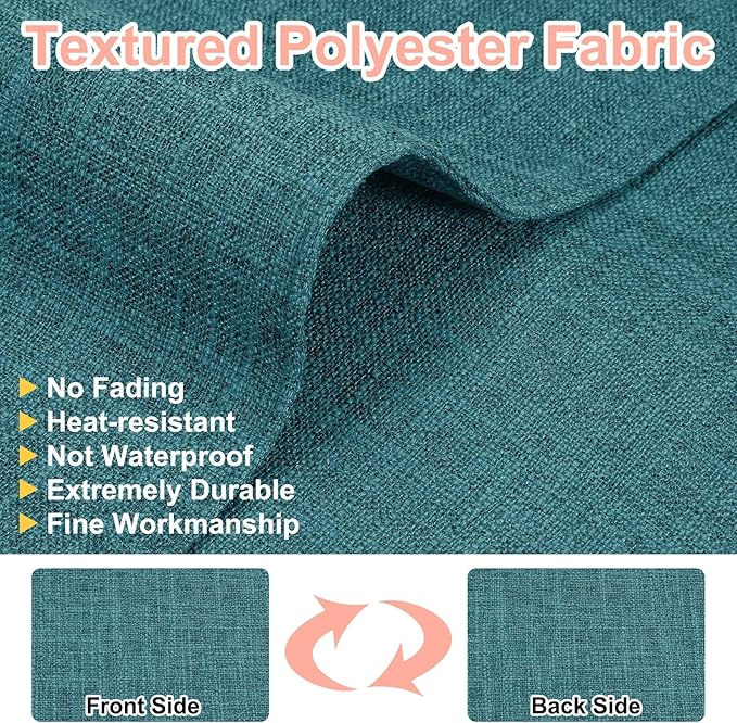 HARFINGTON 4pcs Linen Fabric Placemats 12" x 18" Polyester Rectangle Place Mats Machine Washable Heat Resistant Kitchen Table Mats for Outdoor Indoor Party Family Holiday, Cyan Blue