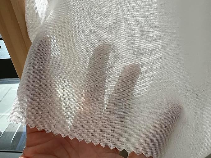 Linen Rayon Blend Fabric by The Linen Lab – Lightweight, Soft, Pre-Washed Material for Sewing, Clothing, Crafts & DIY (1 Yard pre Cut, White - Flat Gauze)