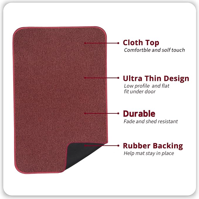 Christmas Bathroom Rugs Set 2 Pieces,Thin Bathroom Mats,Toilet Rugs,Quick Dry,Non-Slip,Machine Washable,Low Pile,Absorbent Bath Mats,Shower,Sink,Home Decor Accessories.Red,1'5"x2'3"+1'8"x2" U Shape