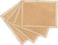 Hausattire Jute Burlap Placemat 14x14 Inches - Natural, Lace Design Edges Table Mats for Bar Table Indoor Outdoor Rustic Thanksgiving Farmhouse Kitchen Coffee Dinner Table Decor Mats - Set of 4