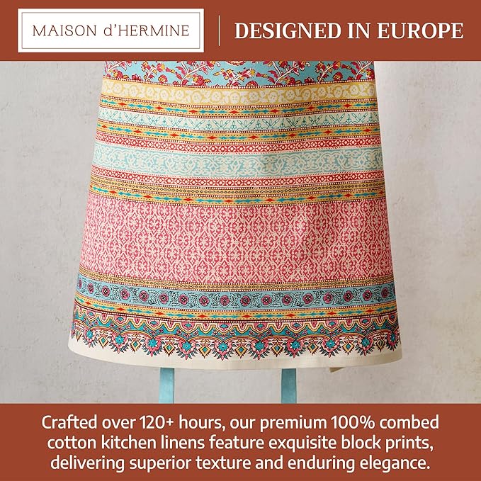 Maison d' Hermine 100% Cotton Apron for women with Pocket Kitchen Chef Apron for Men Cooking Gardening Server Waitress