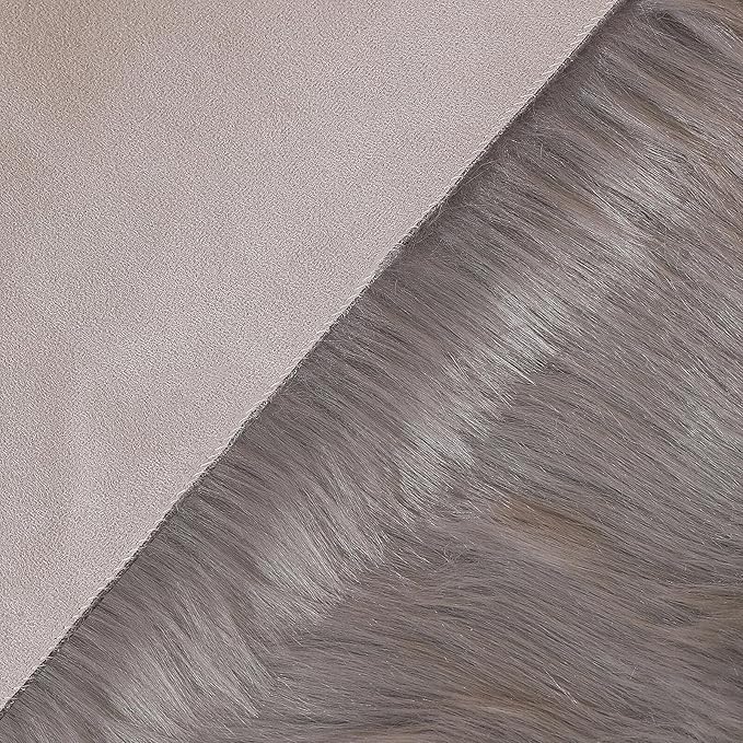 Faux Fur Rug Sheepskin Shag Fluffy Fuzzy Grey 2x3 ft Small Rugs for Bedroom Bedside Bed Floor Living Room Plush High-Density Cushion Carpet Super Sofa Cover