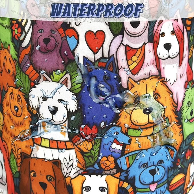 Colorful Dogs Pattern Laundry Hamper Foldable Oxford Cloth Funny Animal Dog Laundry Basket With Handle Portable Clothes Storage Basket Laundry Bag 18.9"x16.5" For Laundry Room/Bedroom/Bathrooms