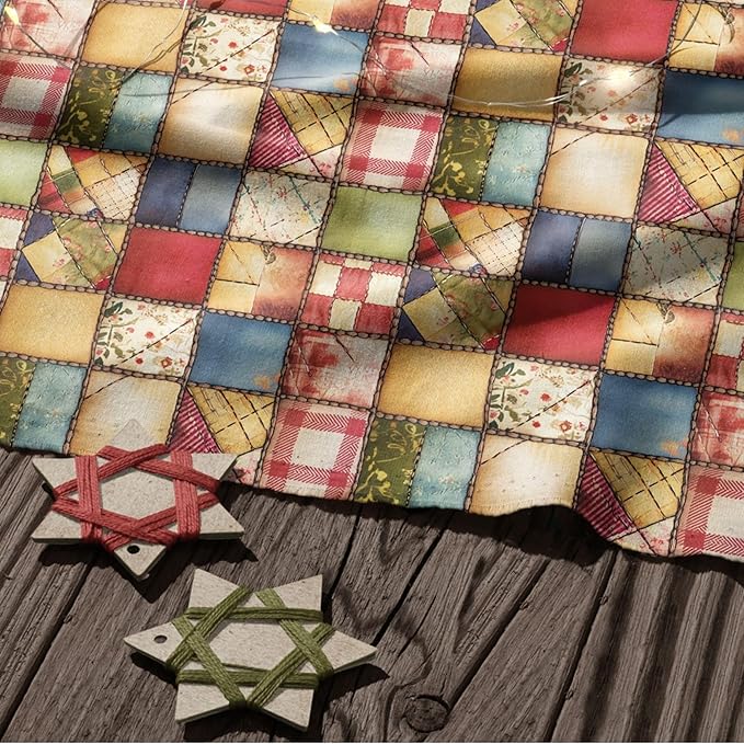Harvest Cottage Patchwork Cotton Fabric – Premium Turkish Printed Cotton 140 GSM, Pre-Cut 61 x 36.6 Inches, Quilting & Sewing Fabric for Crafts, Home Decor & DIY Projects
