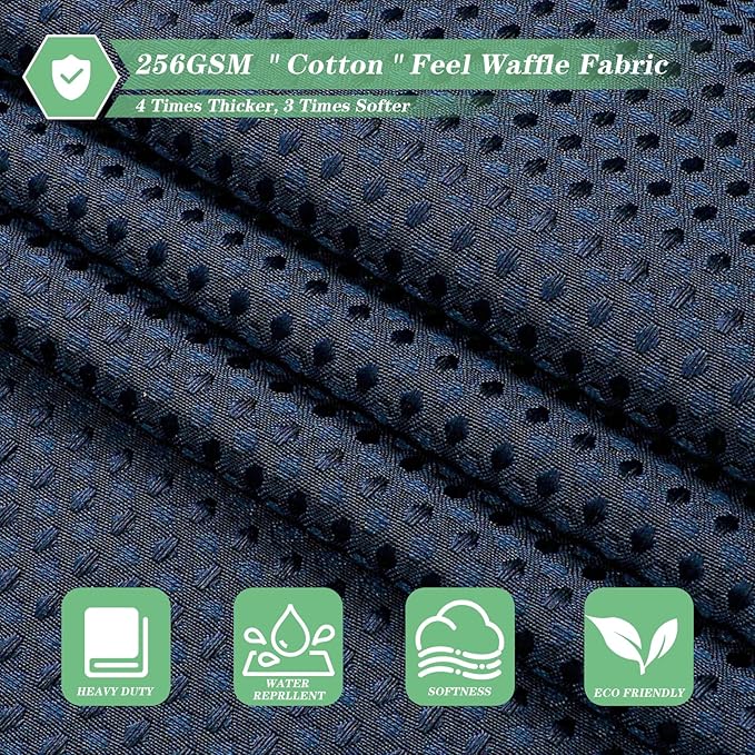 meioro Navy Blue Shower Curtain, Waffle Weave 256GSM Heavy Duty Textured Fabric Shower Curtains for Bathroom Hotel Spa, Luxury Weighted Polyester Cloth Bath Curtain Set with 12 Hooks, 72Wx84H