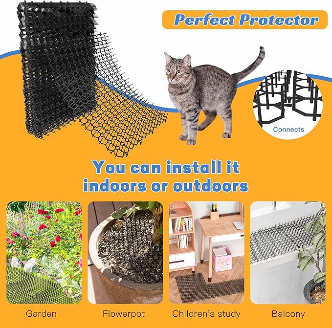 OCEANPAX 16 X 13 Inch Scat Mat for Cats, 10 Pack Cat Scat Mat with Spikes - Indoor/Outdoor Pet Deterrent Solution for Plants, Furniture, and More - Keep Cats and Dogs Away