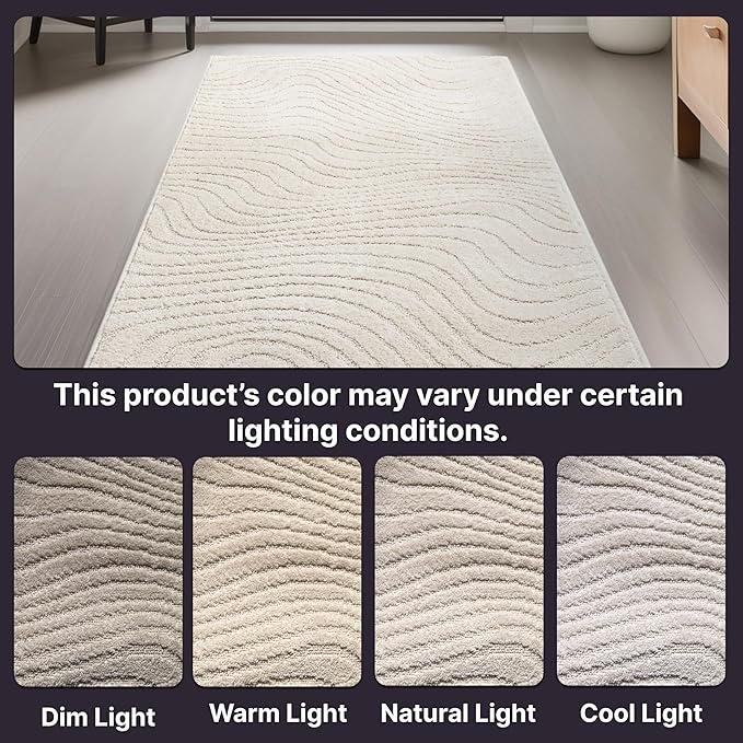 Well Woven Custom Size Hallway Stair Runner - Choose Your Length - 27 Inches Wide x 25 Feet Long Runner (27" x 25' Runner) Rug - Ivory Sibi Soft Touch, Modern Abstract - Hi-Lo Pile