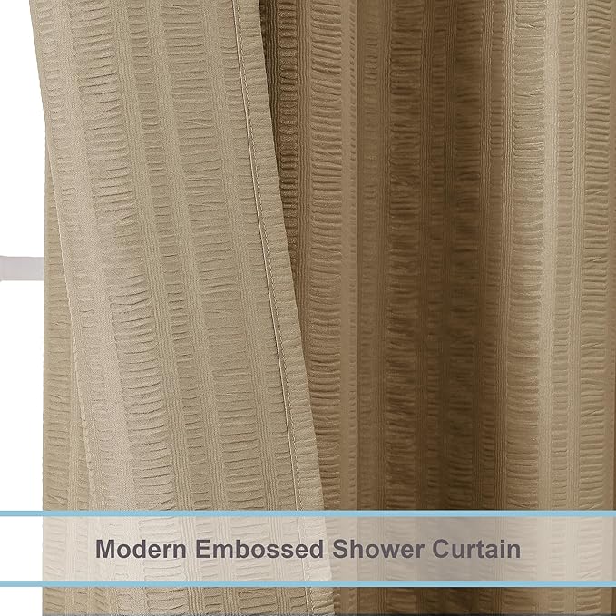 Aiyufeng Taupe Shower Curtain for Bathroom, Embossed Textured Fabric Shower Curtain for Bathroom - Soft Cloth & Hotel Spa, Machine Washable, 36X72,Taupe