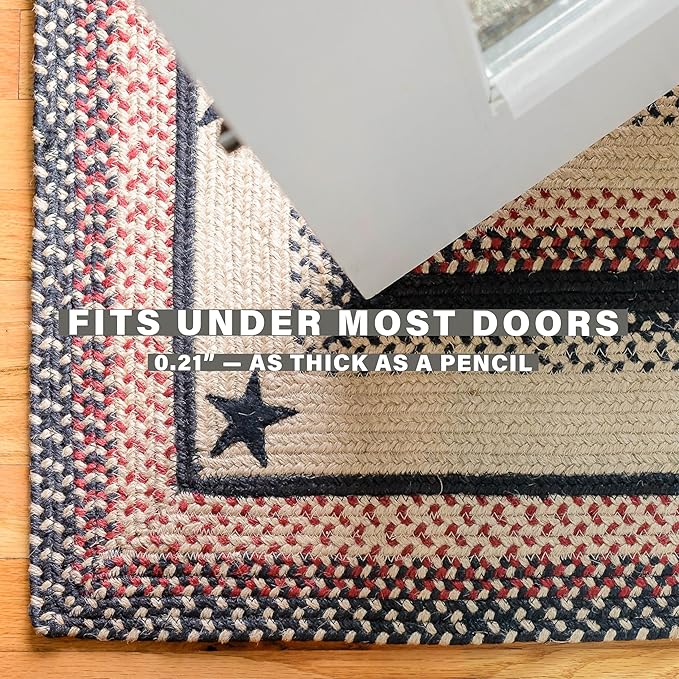 Primitive Star Gloucester Braided Rugs 20x30 - Jute Kitchen Rug for Americana Home Decor, No-Shed Jute, Lays Flat & Easy to Maintain