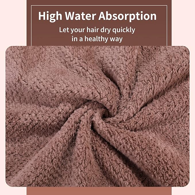 Laojbaba Microfiber Hair Towel Quick Dry Hair Towel Hair Drying Towels Suitable for All Kinds of Hair Ultra Absorbent Long and Thick Hair 19X39inch Dark Brown (1pcs)