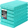 Homaxy Premium Cotton Kitchen Towels 16"x 28", Large Natural Ring Spun 390 GSM Dish Towels, Super Absorbent Terry Kitchen Hand Towels, Soft Tea Towels with Hanging Loop, Pure Aqua Design, 6 Pack