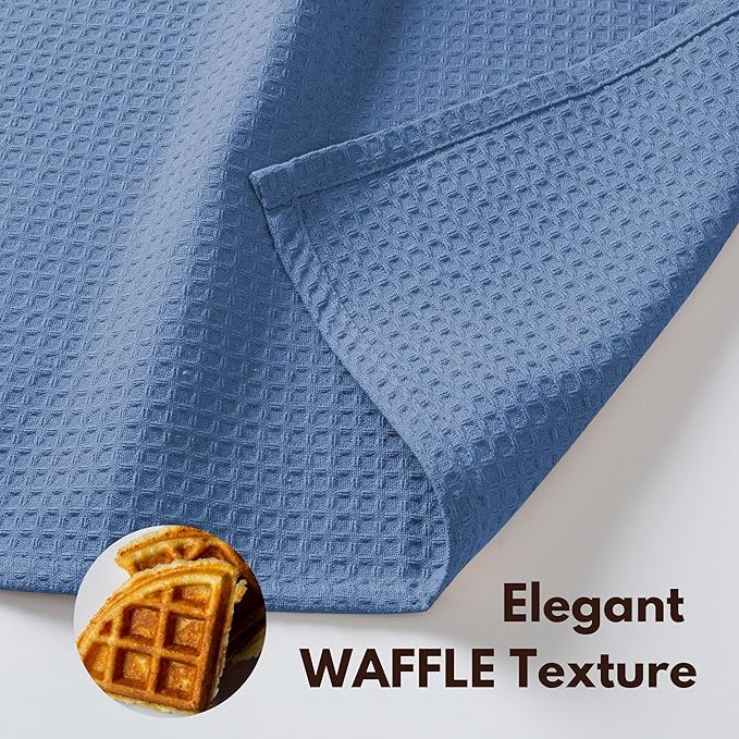 Native Fab 18 Pack Waffle Dish Cloths - Soft Cotton, Absorbent, Quick Drying, Washable Towels for Cleaning, Cooking, Baking - Ideal for Home, Restaurants, Hotels, Cafes, 12x12 inch - Sky Blue