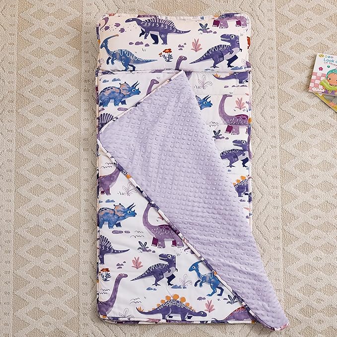 DJY Toddler Nap Mat,Kid Slumber Bag with Removable Pillow & Minky Blanket,Soft Sleeping Mat Perfect for Daycare,Preschool,Kindergarten,Travel