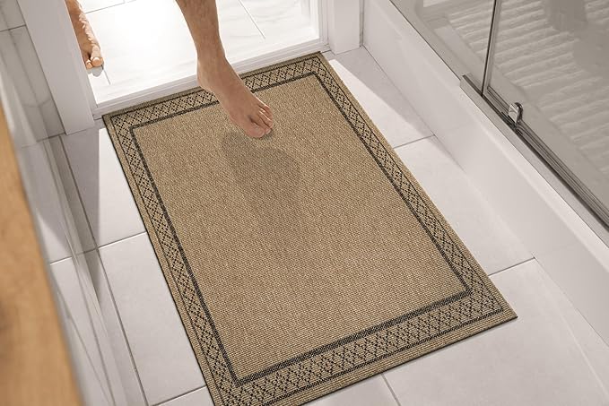 Easy Jute Rugs 2x3 Frame Natural Color Living Room Indoor Outdoor Door Mat for Patio and Kitchen Rug High Traffic Washable Easy to Clean Solid Boho Woven Design Carpet (2 x 3)