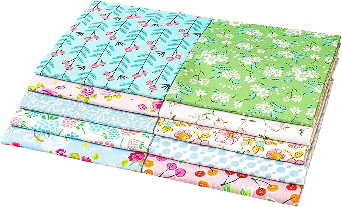 Craftido -25 Options- 100% Cotton Quilting Fabric Bundles 10pcs Fat Quarters 18”x21”-Medium Weight 5.2 oz- Soft Cotton for Quilting, Sewing Project, Patchwork, DIY Crafts - Sweet