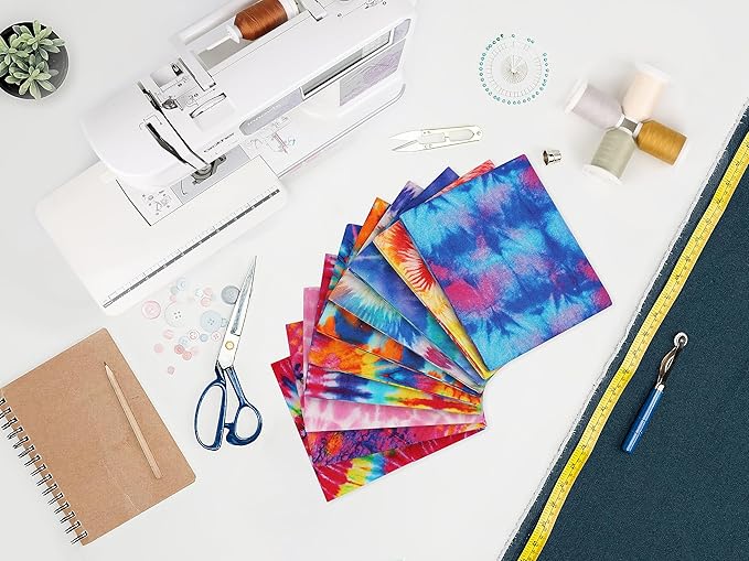 Craftido -25 Options- 100% Cotton Quilting Fabric Bundles 10pcs Fat Quarters 18”x21”-Medium Weight 5.2 oz- Soft Cotton for Quilting, Sewing Project, Patchwork, DIY Crafts - TIE DYE