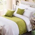 OSVINO Chenille Bed Runner Solid Breathable Modern Bedding Scarf Protection for Bedroom Hotel, Green 180X50cm for 120cm Bed
