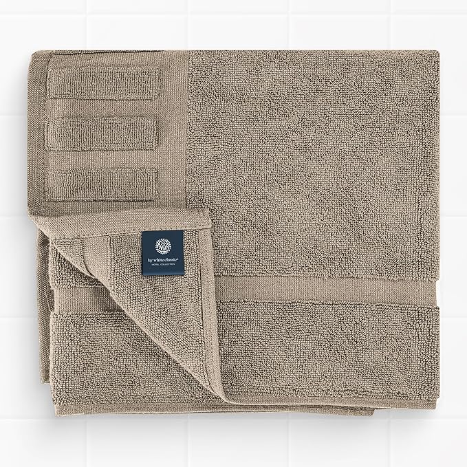 White Classic Luxury Bath Mat Floor Towel Set - Absorbent Cotton Hotel Spa Shower/Bathtub Mats [Not a Bathroom Rug] 22"x34" | 2 Pack | Taupe